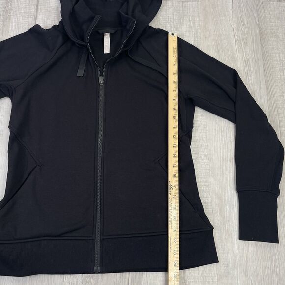 Athleta Black Triumph Full Zip Hoodie Jacket size Large Athletic Thumb Holes I - Picture 6 of 11
